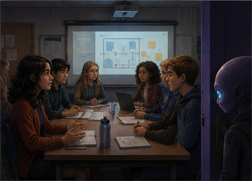 Mara speaks during a student council meeting while Zee observes